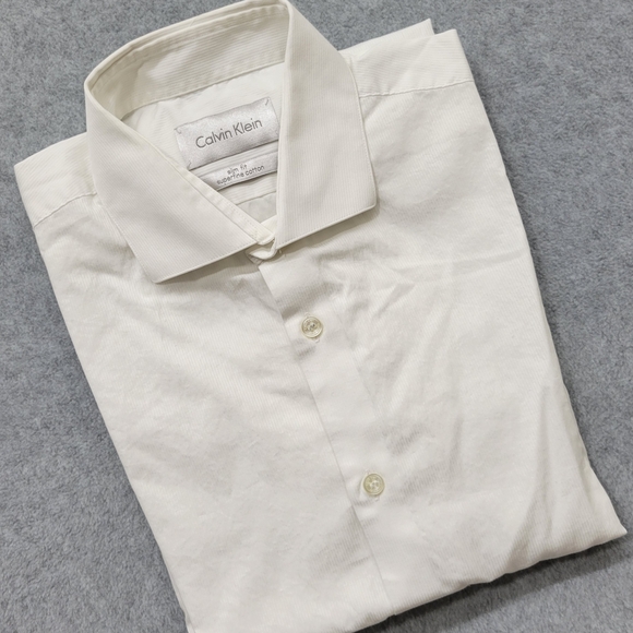 Calvin Klein Long Sleeves Men's White Shirt Size 14,5 - Picture 1 of 4